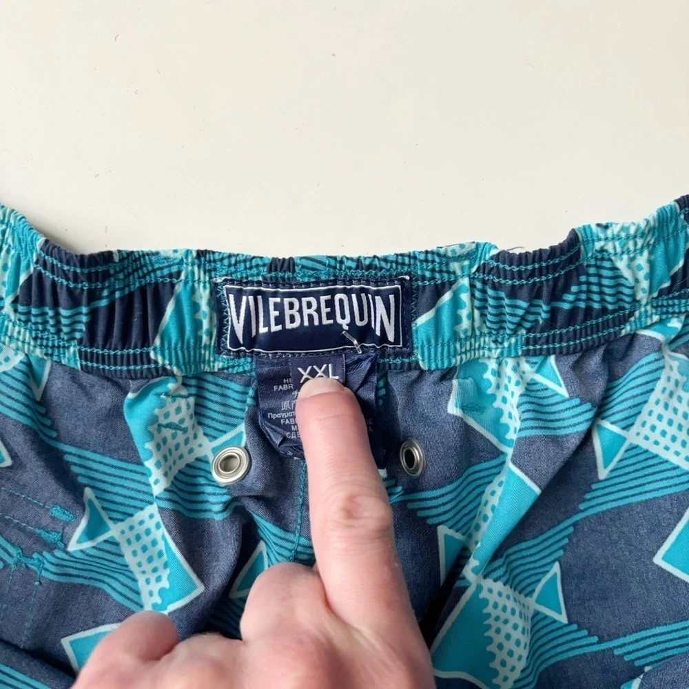 Vilebrequin Men’s Pattern Swim Trunks Size XXL Blue Unlined - Picture 4 of 9